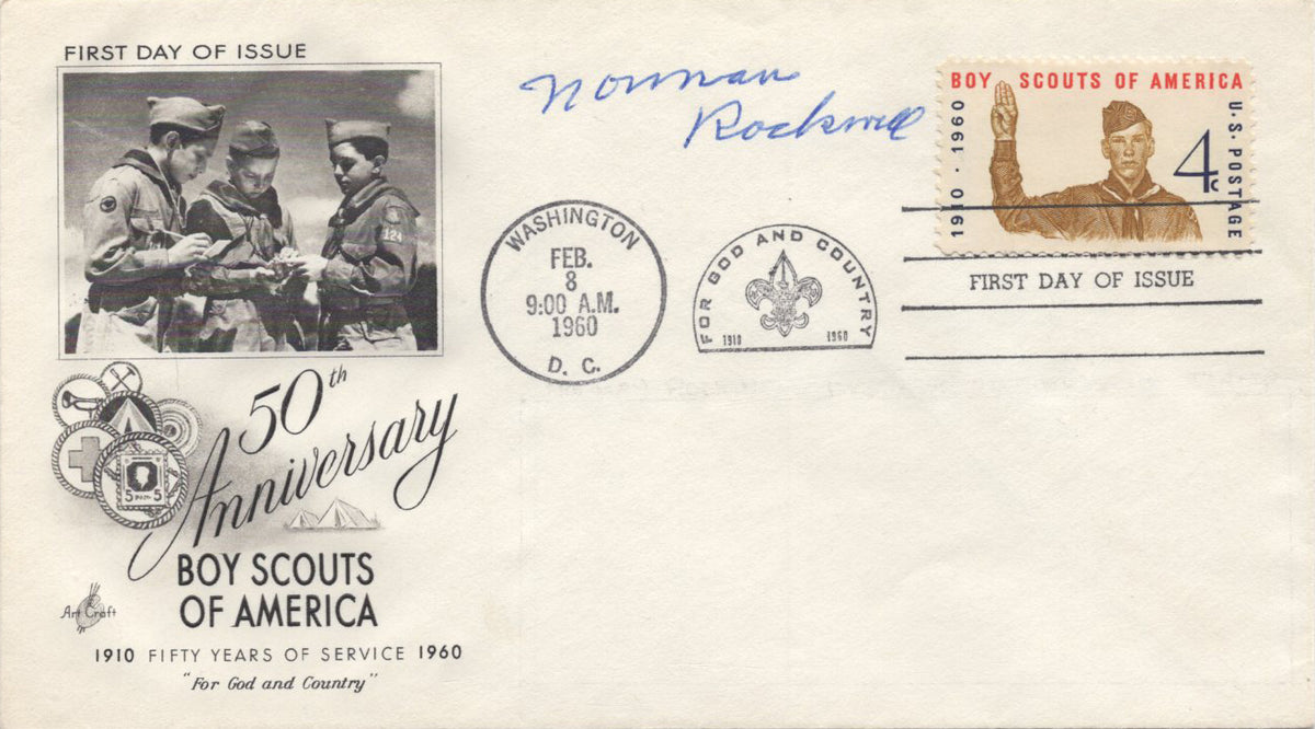 Norman Rockwell - &quot;Honoring Boy Scouts of America&quot; Signed First Day Cover - 1960