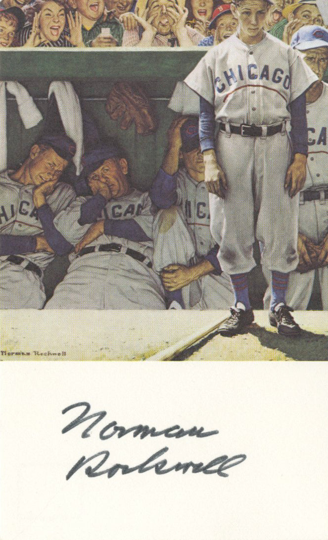 Norman Rockwell - &quot;The Dugout&quot; - Signed Postcard