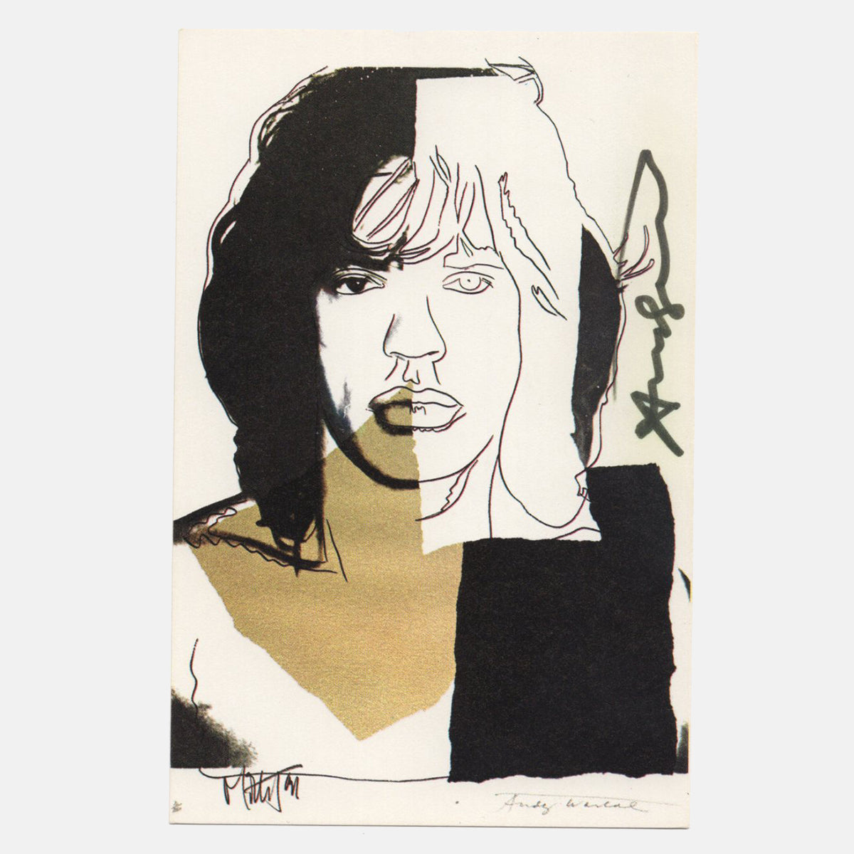 Andy Warhol Signed 1975 Lithograph - &quot;Mick Jagger 2&quot; - 4 x 6&quot;