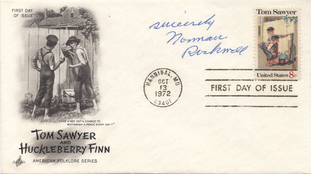 Norman Rockwell - &quot;Tom Sawyer&quot; Signed First Day Cover - 1972