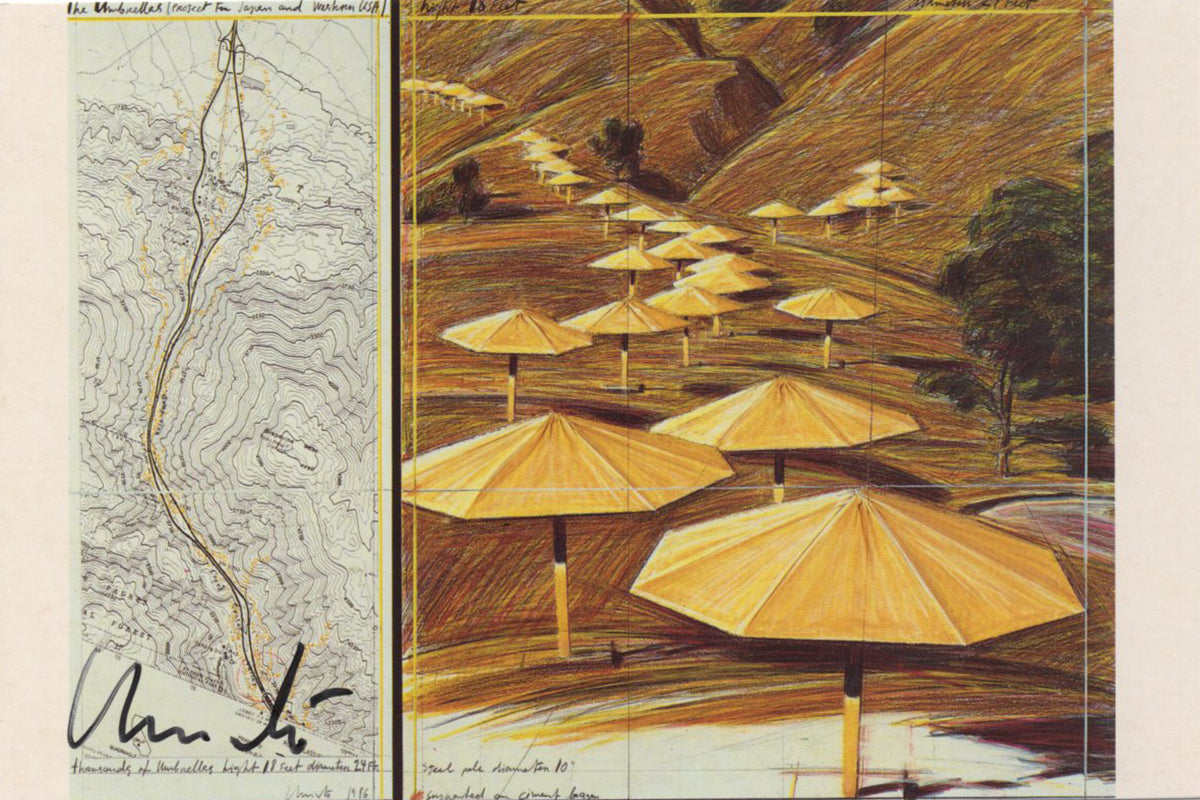 Christo - Signed &#39;The Umbrellas&#39; Postcard