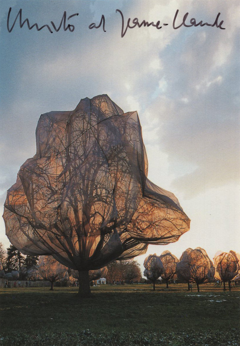 Christo - Signed &#39;Wrapped Trees&#39; Postcard