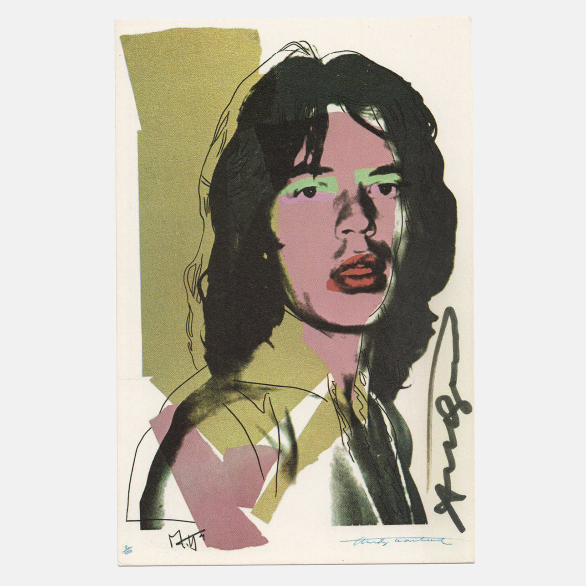 Andy Warhol Signed 1975 Lithograph - &quot;Mick Jagger 8&quot; - 4 x 6&quot;