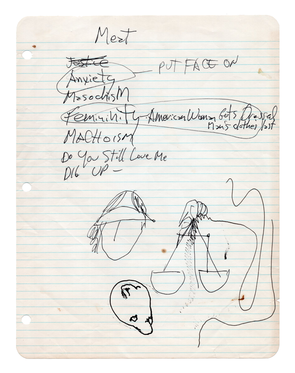 Shel Silverstein - Hand-Written Lyrics with Sketches