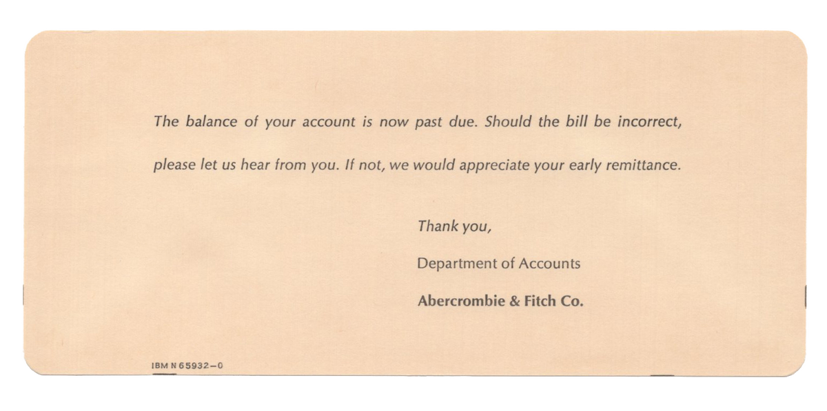 Shel Silverstein - Personal Abercrombie &amp; Fitch Bill - 1969