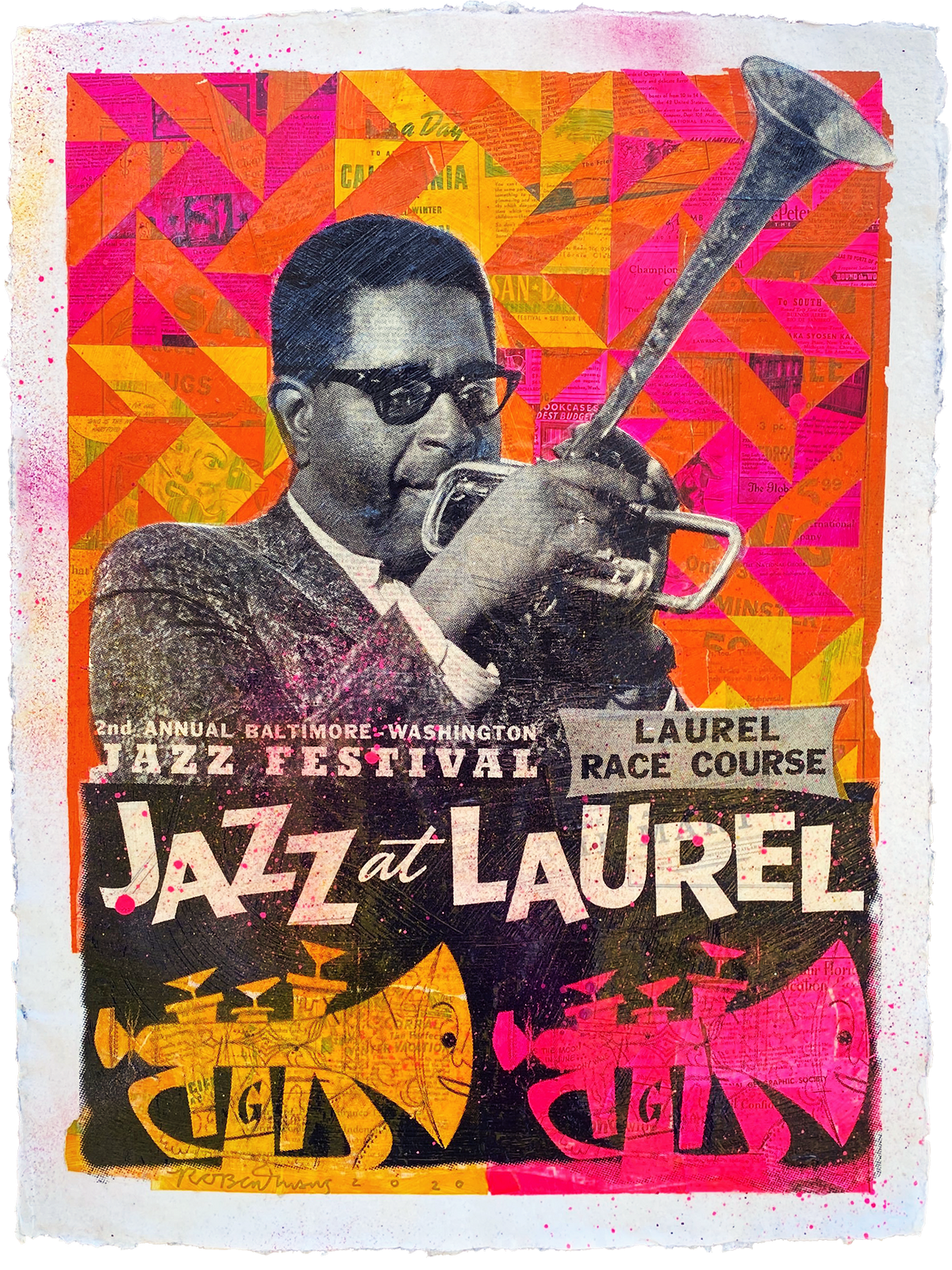 Robert Mars &quot;Jazz at Laurel&quot; - Original Mixed Media Work on Paper - 18 x 24&quot;