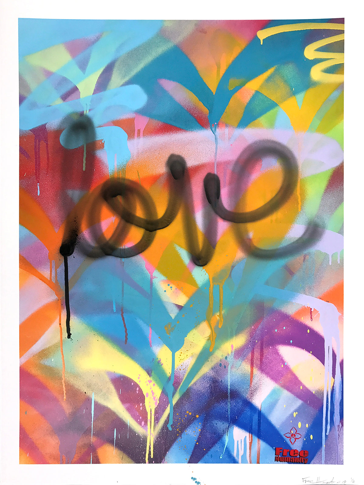 Free Humanity &quot;FH Signature Style: Love&quot; - Hand-Embellished Unique Print, #1/4 - 18 x 24&quot;