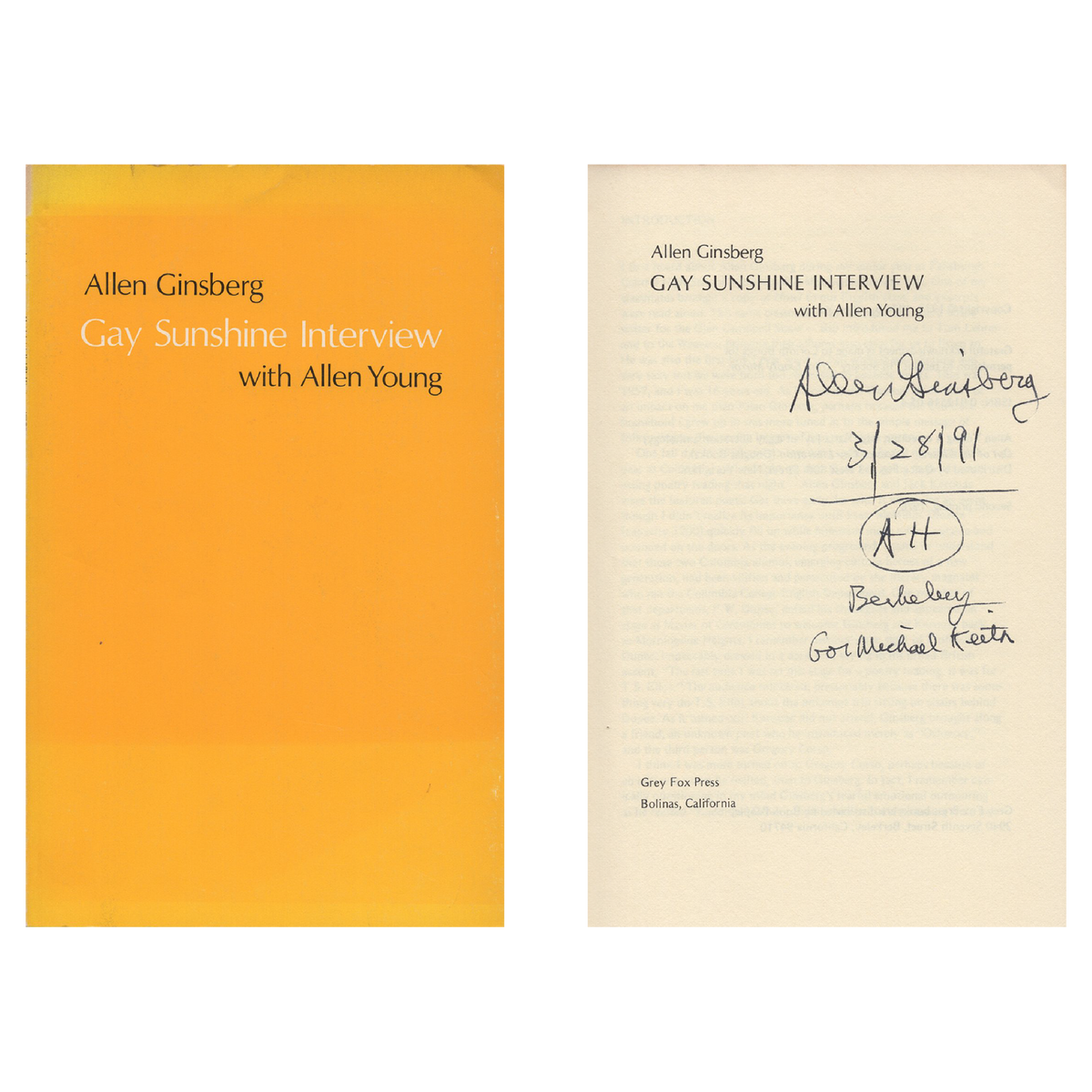 Allen Ginsberg - Signed &quot;Gay Sunshine Interview&quot;