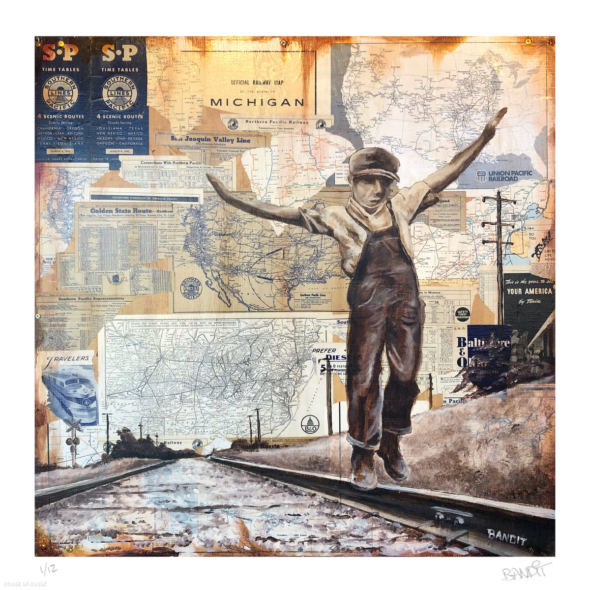 Bandit &quot;Hobo Crossing&quot; - Archival Print, Limited Edition of 12 - 17 x 17&quot;