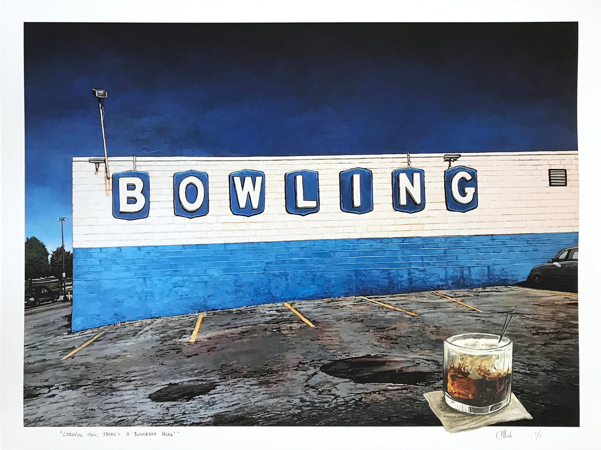 Andrew Houle &quot;Bowling&quot; - Hand-Embellished Unique Edition, 1/1 - 18 x 24&quot;