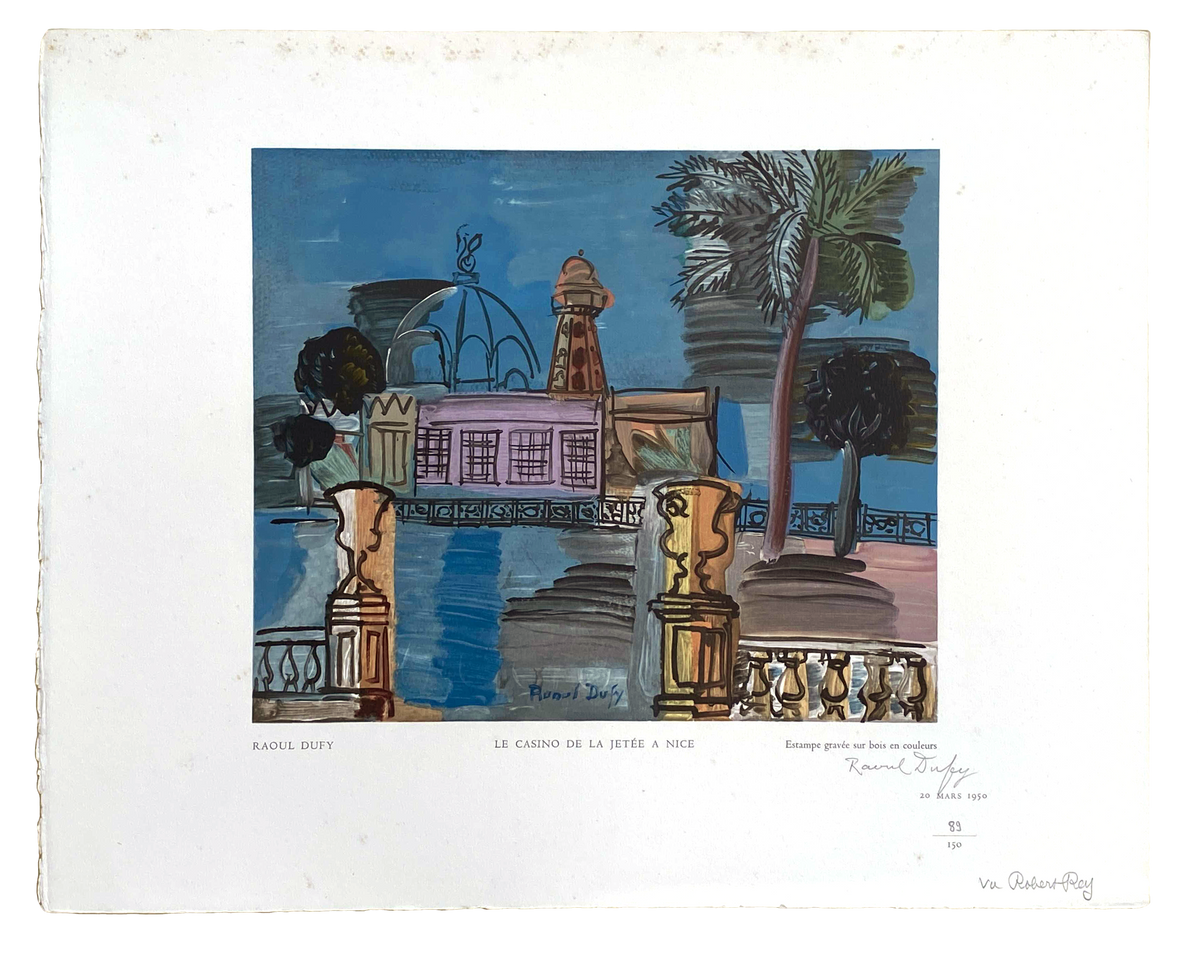 Raoul Dufy - &quot;Le Casina De La Jetee A Nice&quot; - Signed 1950 Robert Rey Print - 18.3 x 14.3&quot;