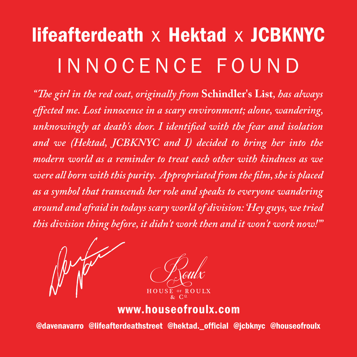 Dave Navarro x Hektad x JCBKNYC &quot;Innocence Found&quot; - Soft Enamel Pin