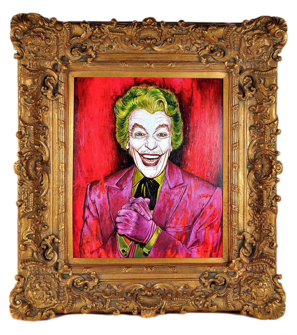Andrew Houle &quot;The Joker - Cesar Romero&quot; - Original Oil Painting on Wood in Frame