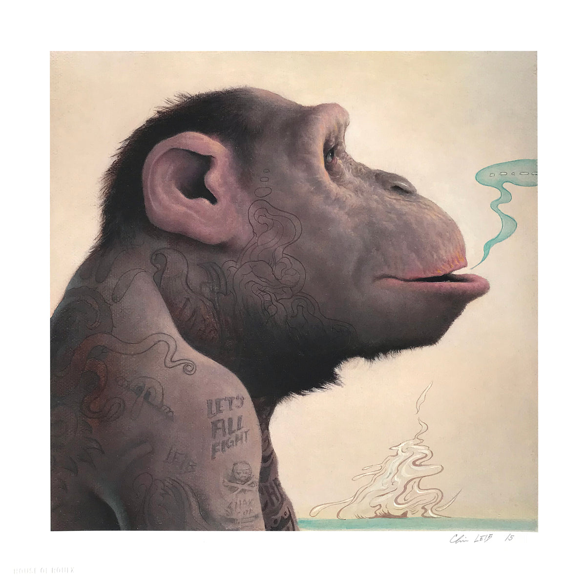 Chris Leib &quot;Let&#39;s All Fight&quot; - Hand-Embellished Edition of 5 - 12 x 12&quot;