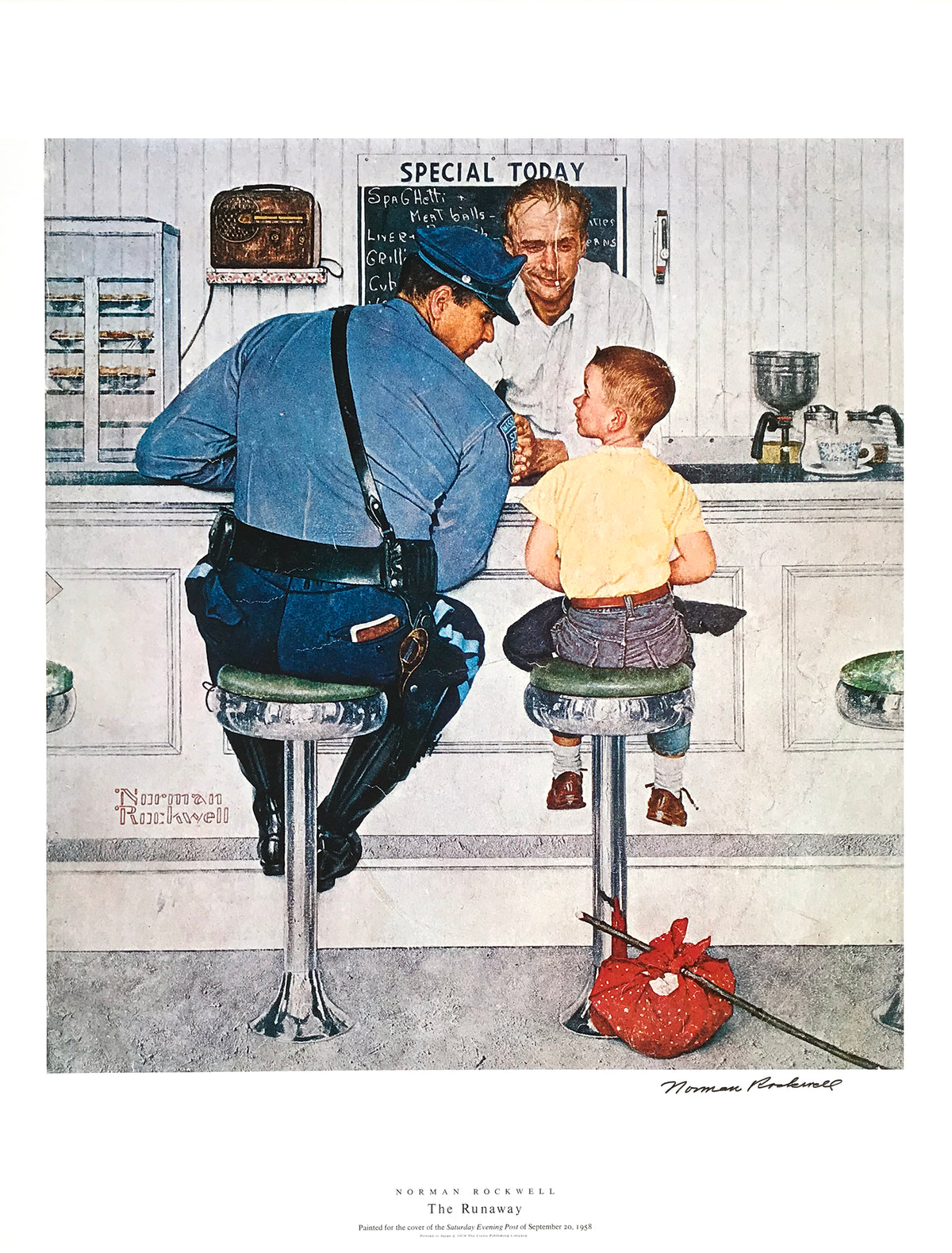 Norman Rockwell - &quot;The Runaway&quot; - Signed Offset Print - 19 x 25&quot;