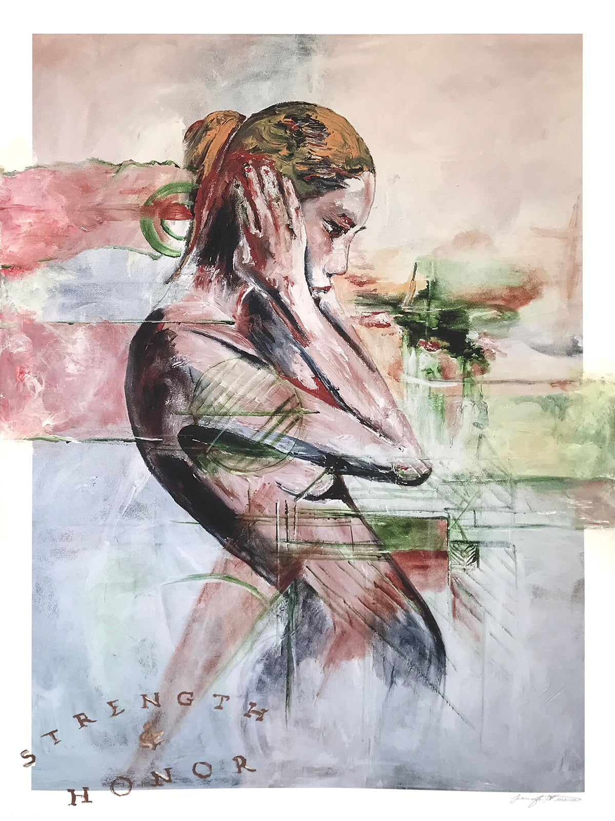 Jennifer Jean Okumura &quot;Thinking Out Loud&quot; - Hand-Embellished Variant, 1 of 3 - 18 x 24&quot;