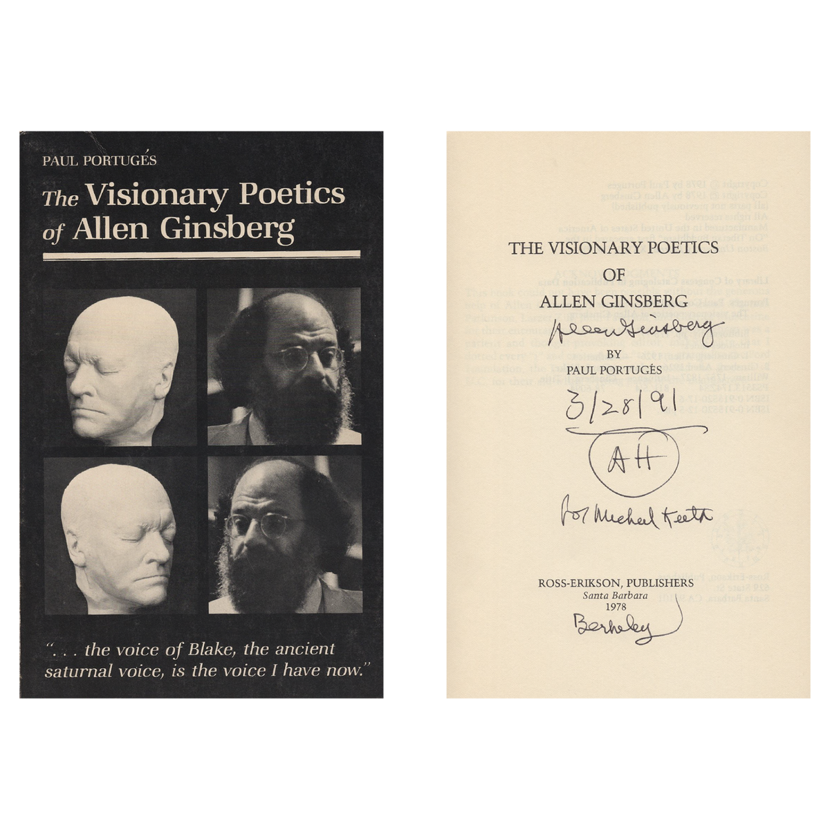 Allen Ginsberg - Signed &quot;The Visionary Poetics of,&quot; First Edition, 1978