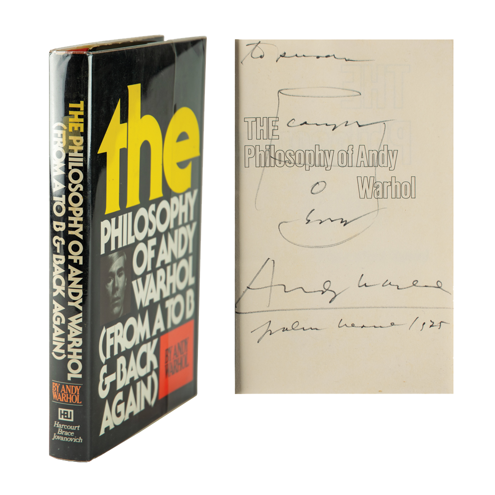 Andy Warhol - Signed Book with Original Campbell&#39;s Soup Sketch - 1975