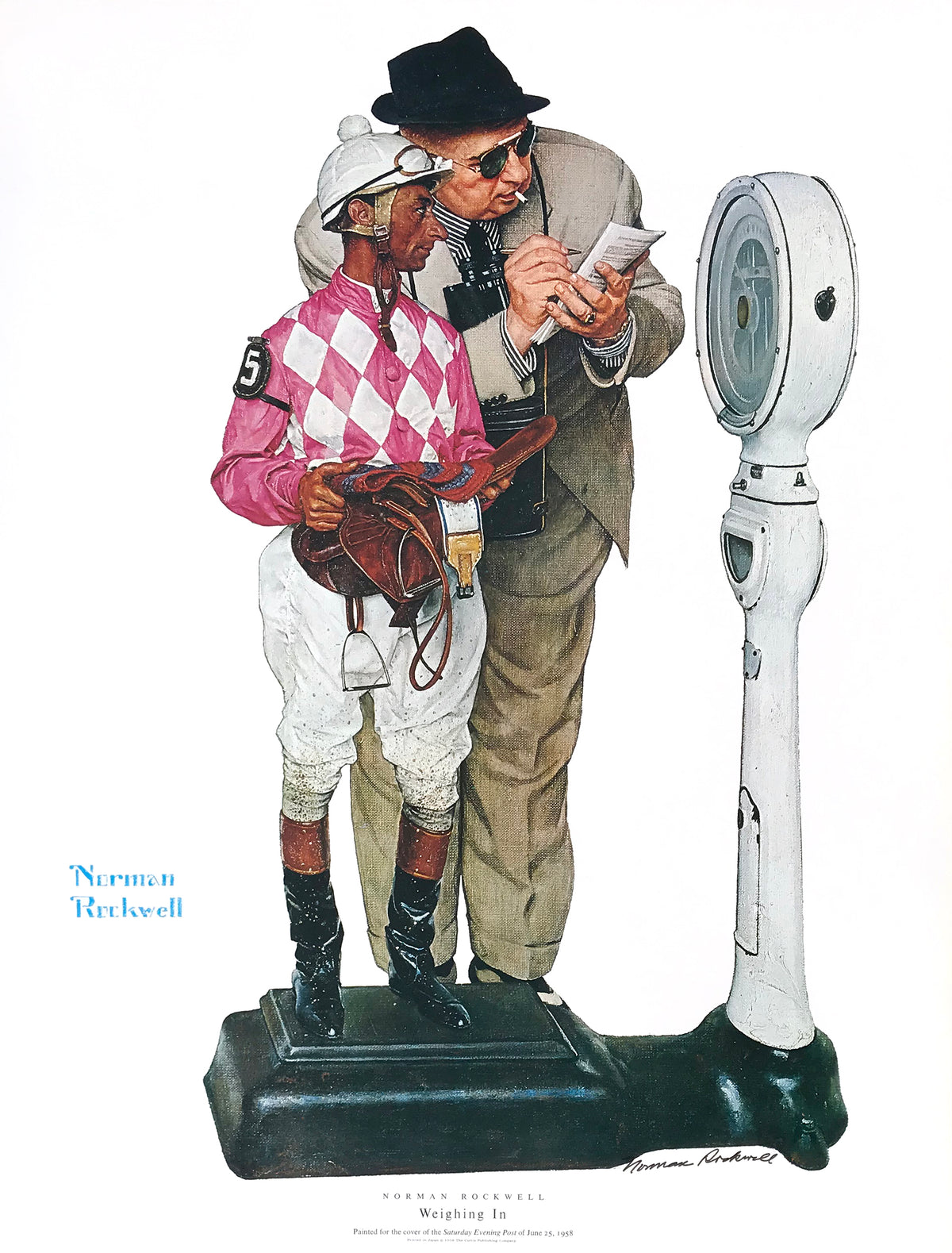 Norman Rockwell - &quot;Weighing In&quot; - Signed Offset Print - 19 x 25&quot;