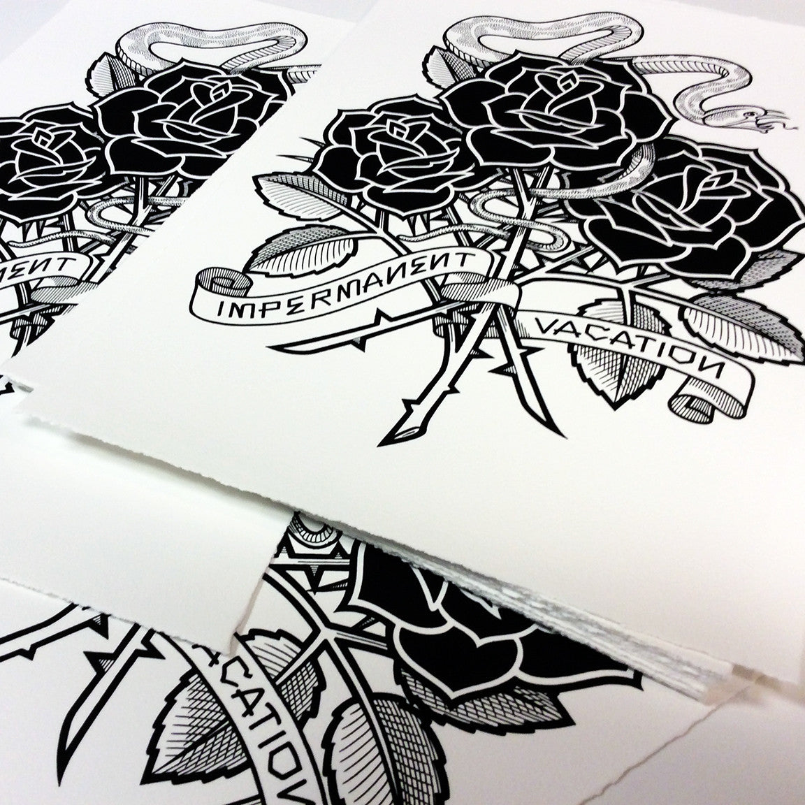 Mike Giant &quot;Black Roses (Impermanent Vacation)&quot; - Limited Edition, Archival Print - 13 x 19