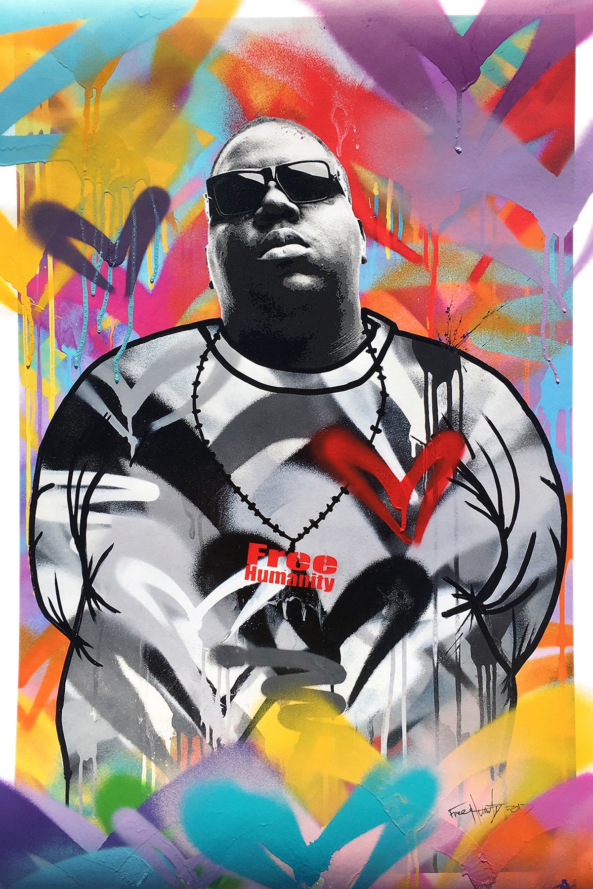 Free Humanity &quot;Notorious B.I.G.&quot; - Hand-Embellished Print - 24 X 36&quot;
