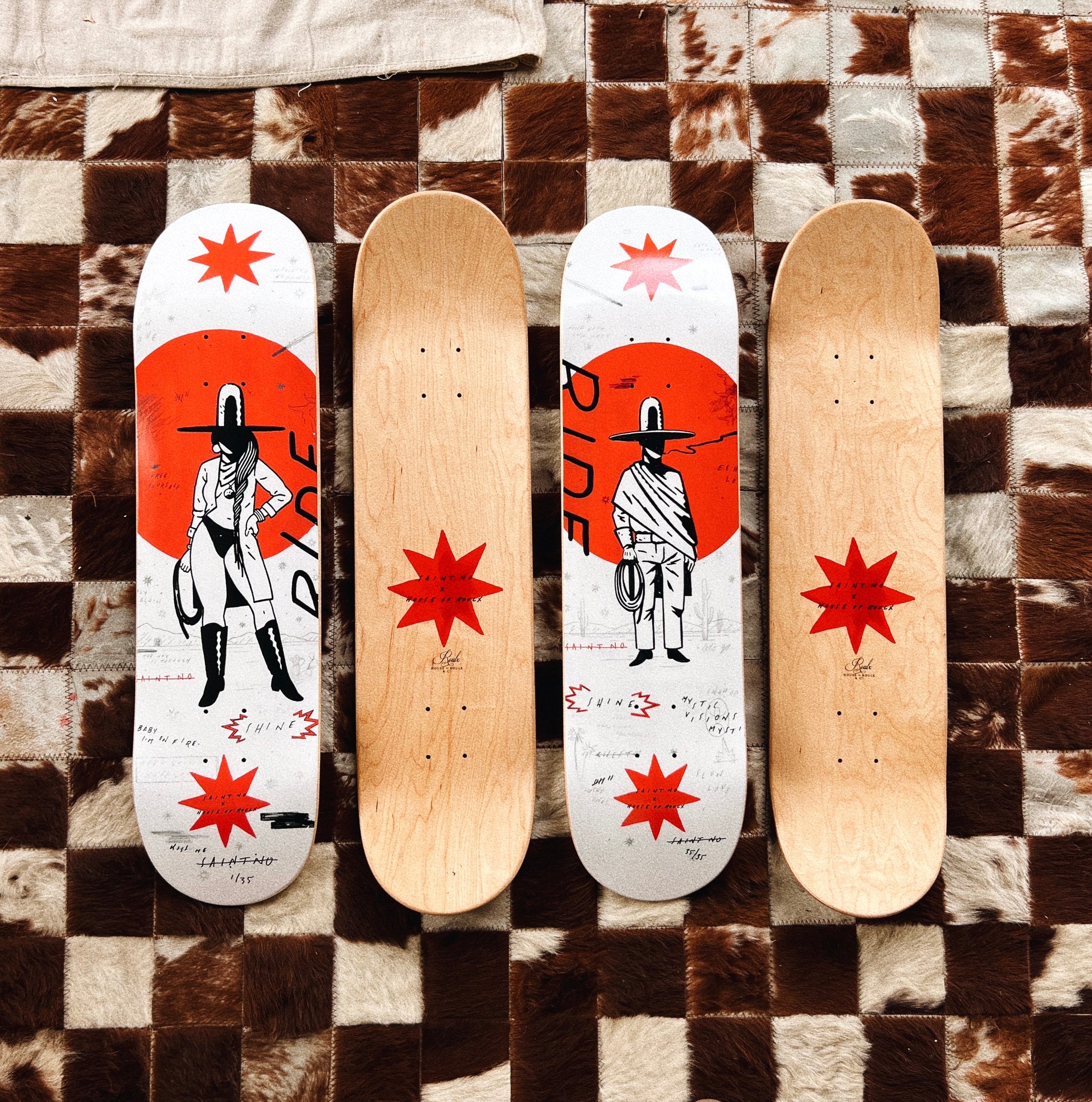 SAINT NO: "RIDE & SHINE" Skateboard Deck Series - 6/30