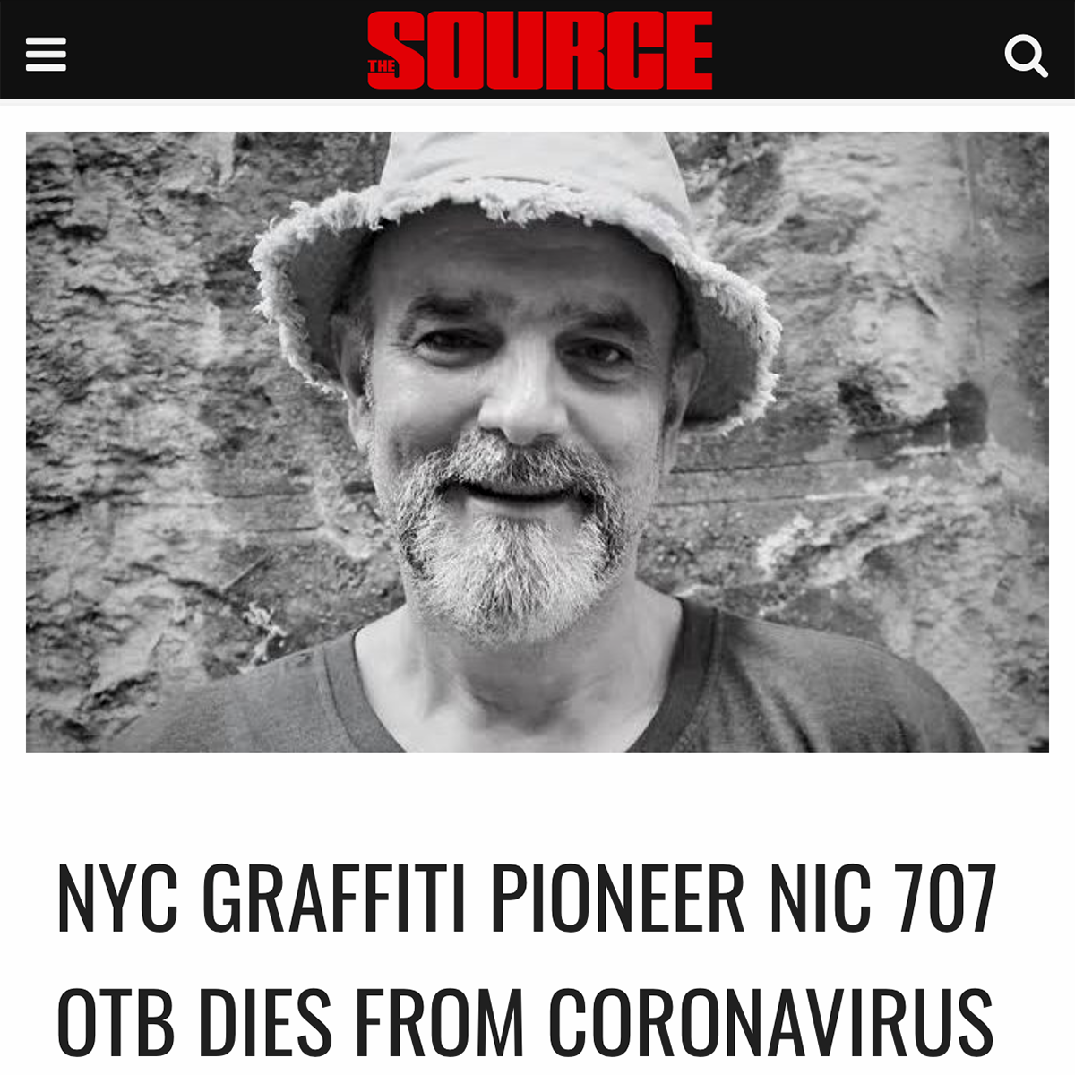 NYC GRAFFITI PIONEER NIC 707 OTB DIES FROM CORONAVIRUS
