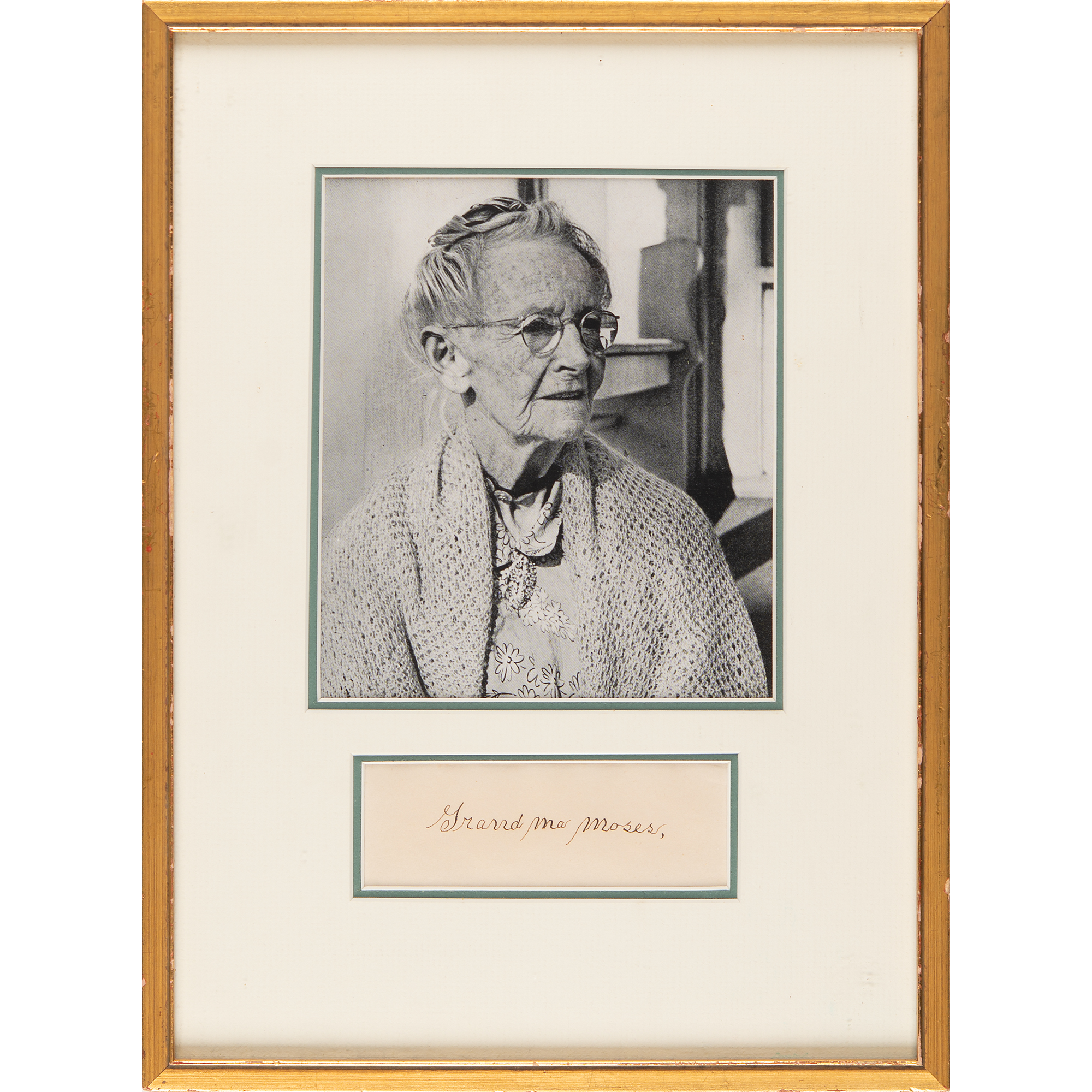 Grandma Rou Grandma Moses - Clipped Signature Matted with Printed Image in Frame ...