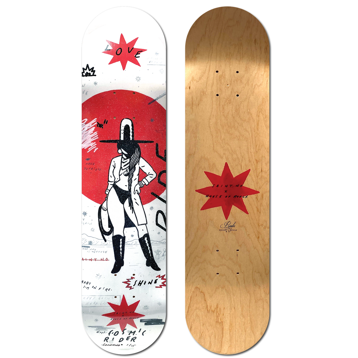 SAINT NO &quot;Cosmic Rider: Side A&quot; - Skate Deck, Hand-Embellished Edition of 15