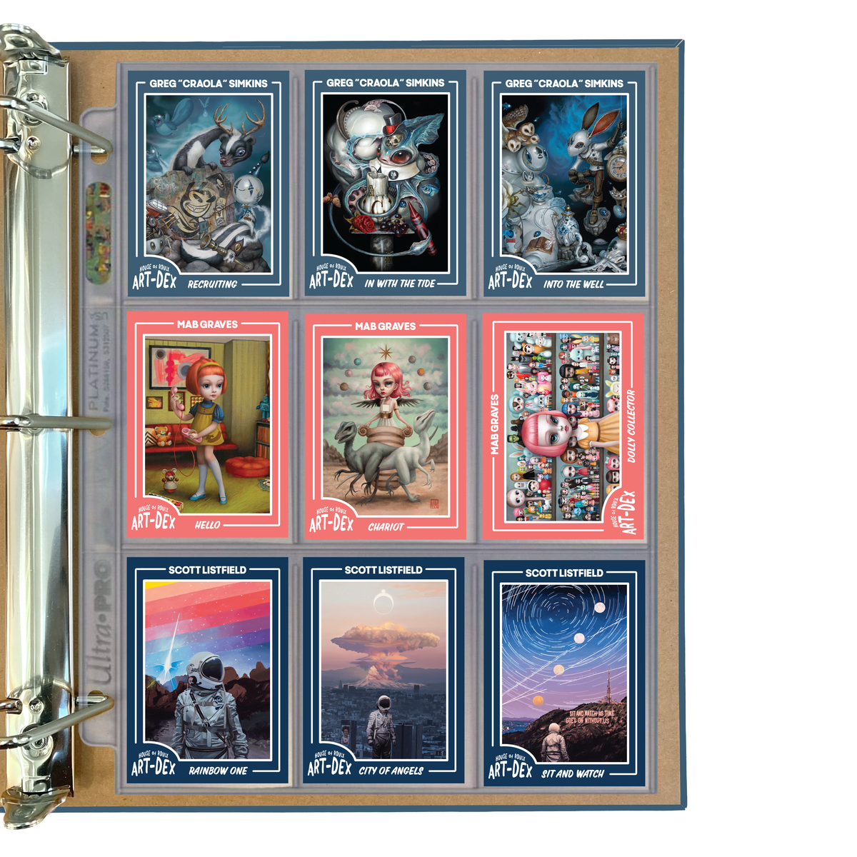 dex card binder ART-DEX Series 1, 2, & 3 Custom 3-Ring Hand-Crafted Card Binder