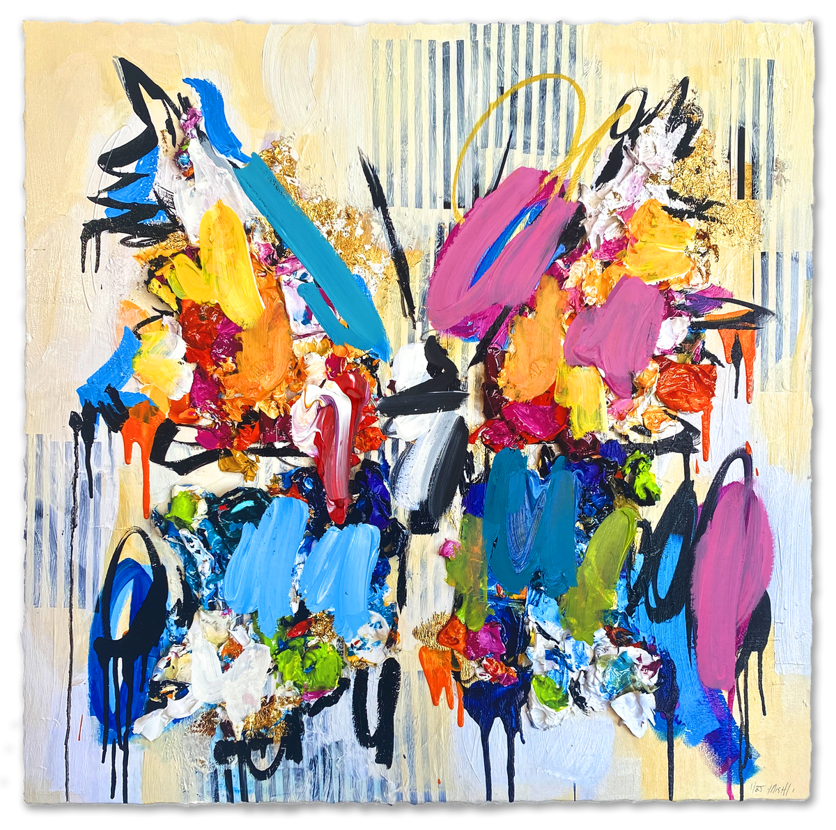 Ash Almonte "Life is Worth Living" - Hand-Embellished Edition of 25 - 20 x 20"