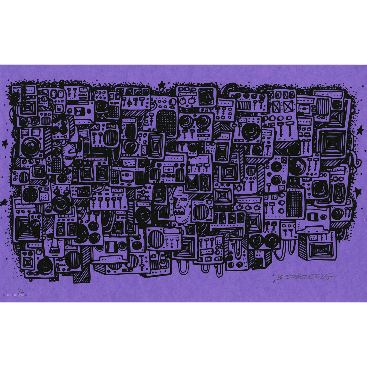 BlusterOne &quot;Still Here&quot; (Black on Purple) - Screen Printed Edition of 3 - 11 x 17&quot;