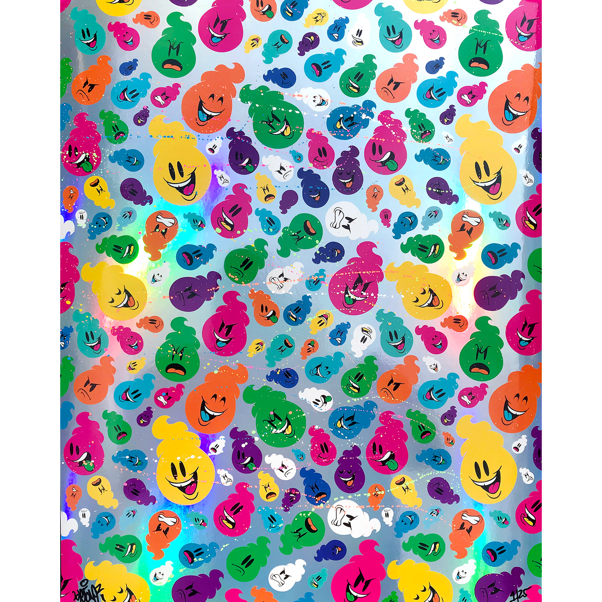 SKET-ONE &quot;Shades of Dripple&quot; - Rainbow Foil Hand-Embellished Edition of 25 - 16 x 20&quot;