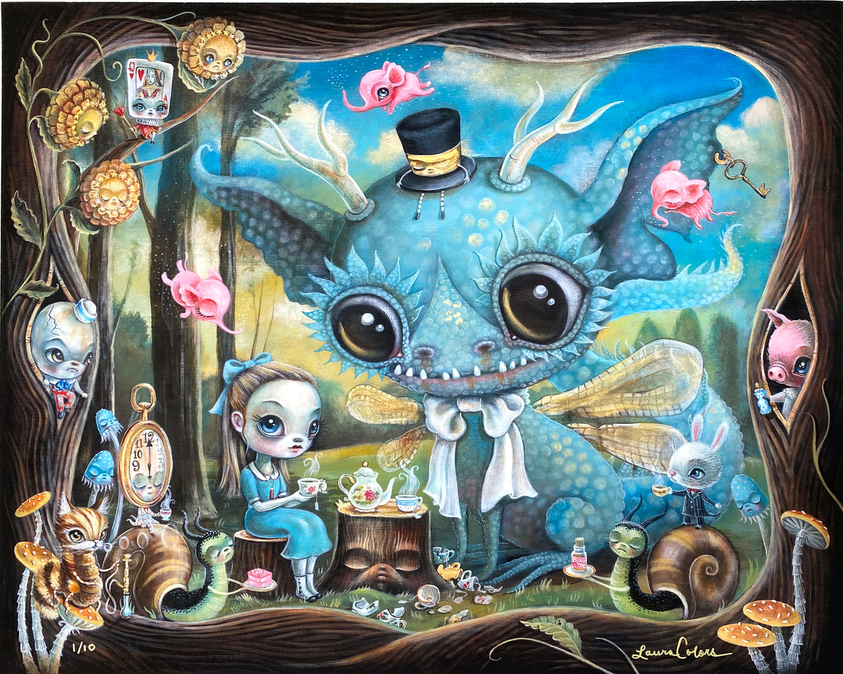 Laura Colors "Soothing the Jabberwocky" - Hand-Embellished Edition of 10 - 16 x 20"
