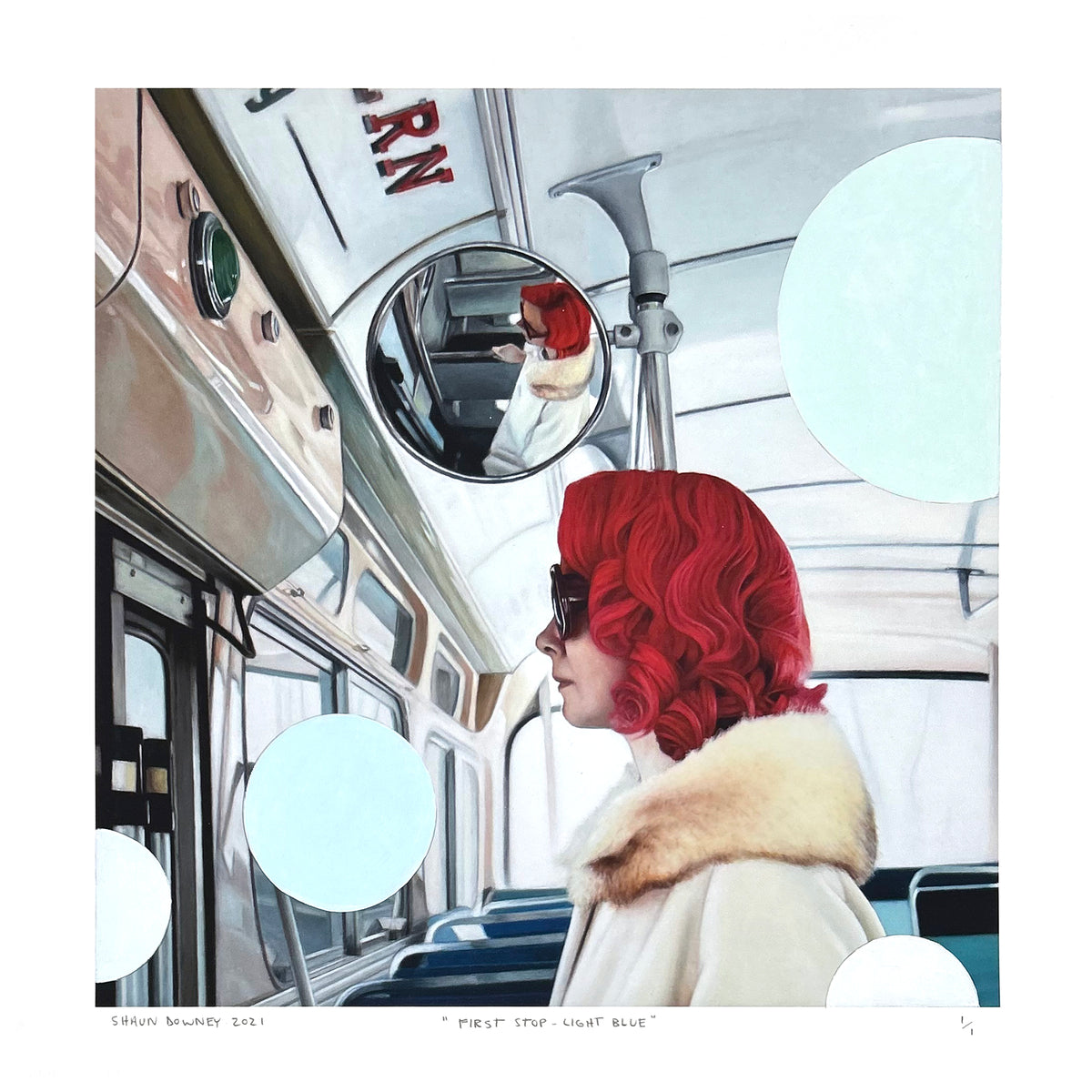 Shaun Downey &quot;First Stop (Light Blue)&quot; - Hand-Embellished One-Off Variant - 12 x 12&quot;