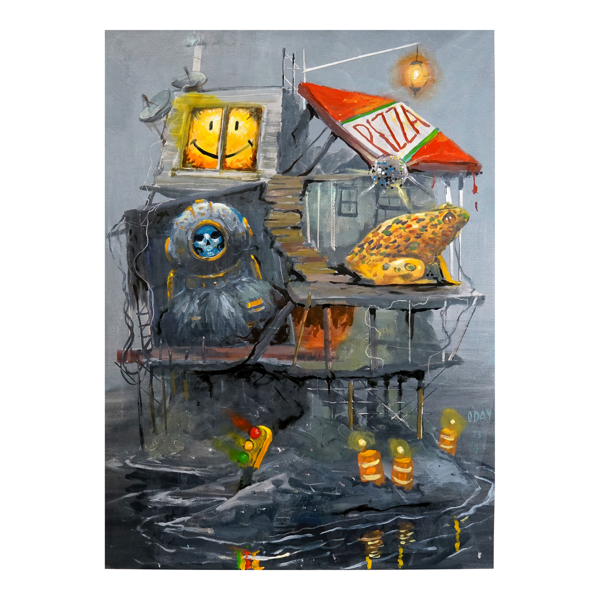 Adam J. O&#39;Day &quot;Spotted Toad Island (Heavy Metal)&quot; - Unique Hand-Painted Multiple - 18 x 24&quot;