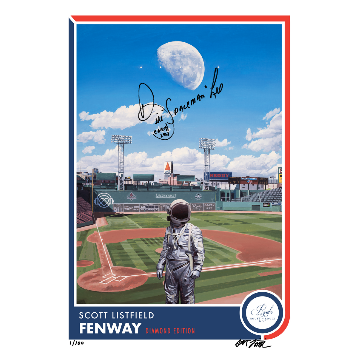 Scott Listfield &quot;Fenway&quot; Diamond Edition Oversized 18 x 25&quot; Retro Chipboard Card - Edition of 100