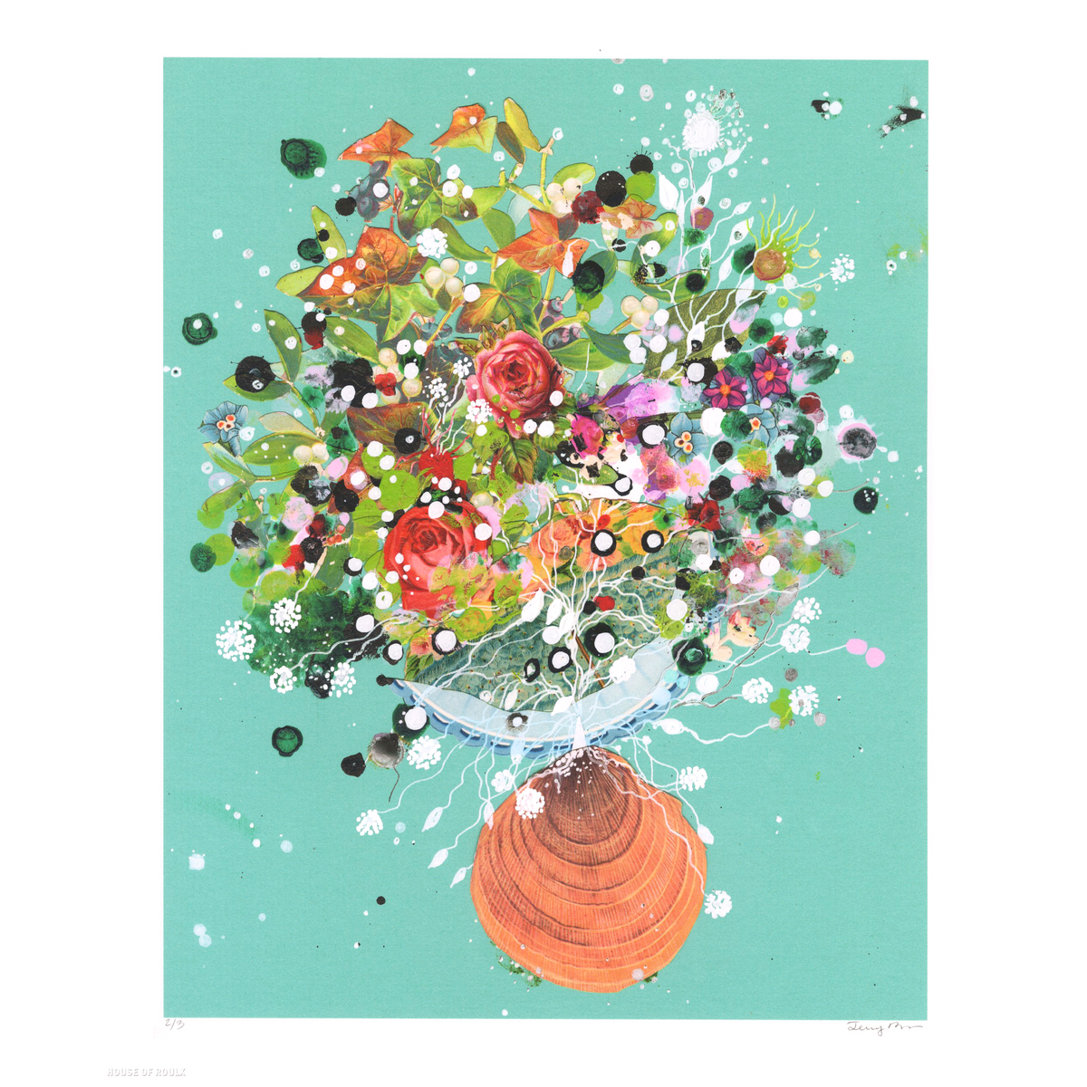 Jenny Brown &quot;Kaleidoscope Blossom&quot; - Hand-Embellished Edition of 3 - 14 x 17&quot;