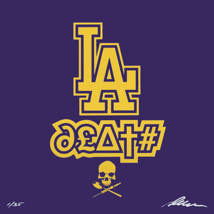 Dave Navarro &quot;LA DEATH (Lakers Variant)&quot; - Screen Printed Edition of 35 - 12 x 12&quot;