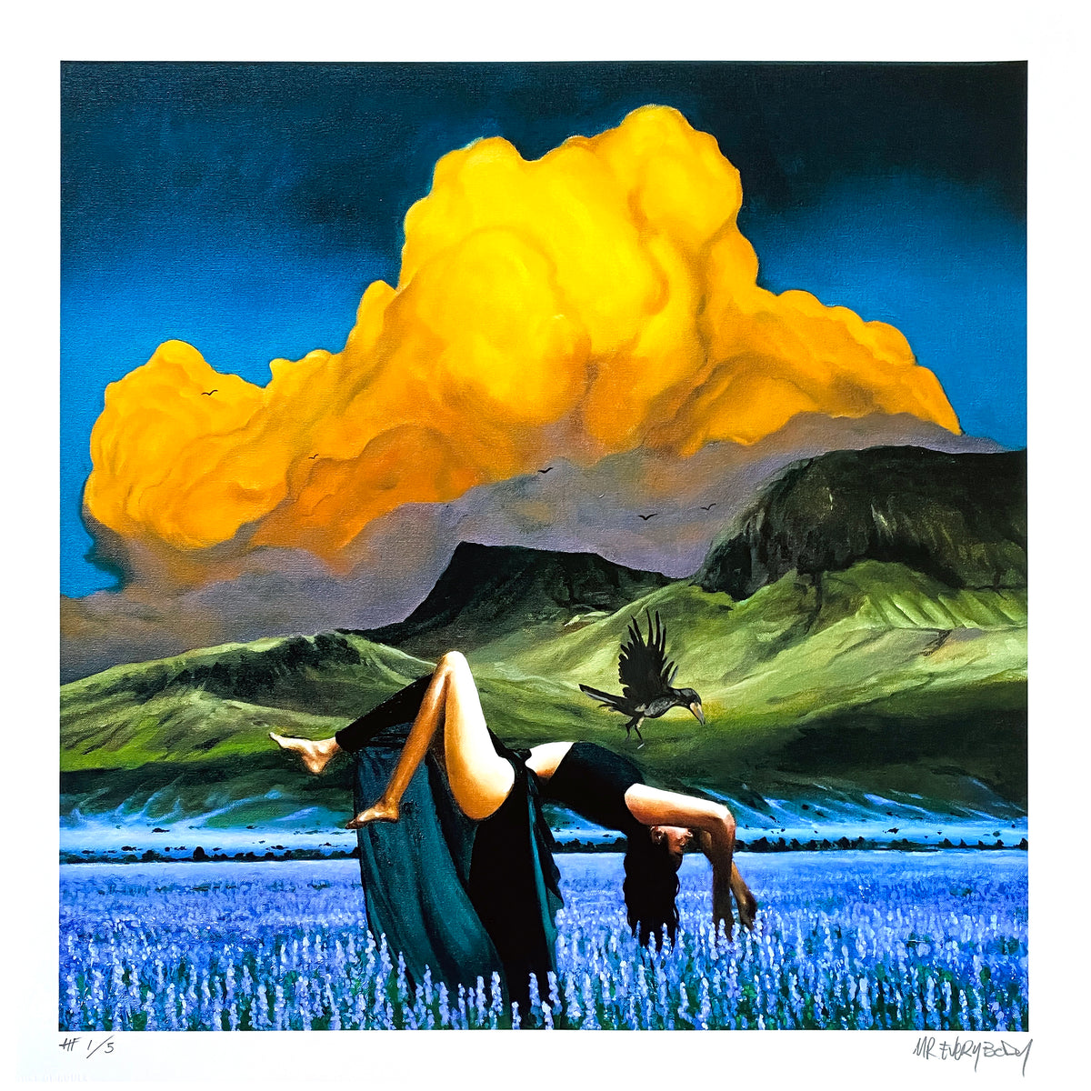 Mr. Everybody &quot;The Lavender Field&quot; - Hand-Embellished Edition of 5 - 17 x 17&quot;