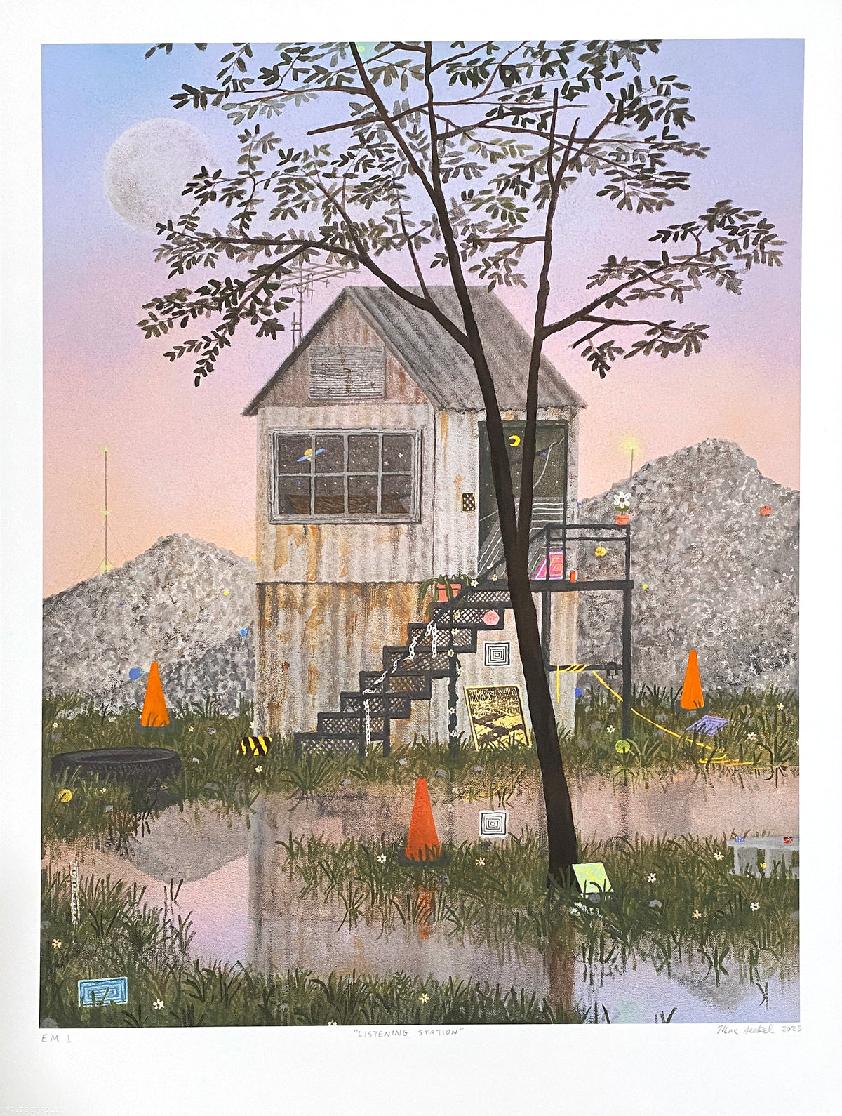 Max Seckel "Listening Station" - Hand-Embellished Edition of 10 - 18 x 24"