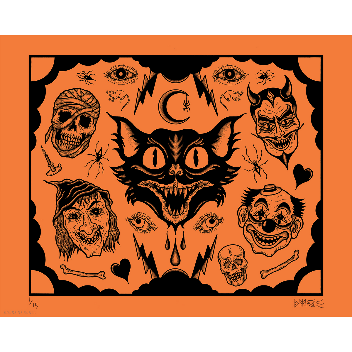 Bonethrower - &quot;MONSTER MASH (Black &amp; Orange)&quot; - Screen Printed Edition of 15 - 16 x 20&quot;