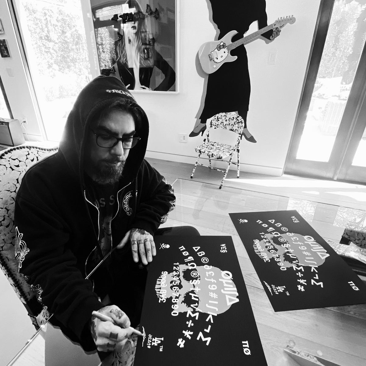 Dave Navarro &quot;LAD OUIJA&quot; - Glow in the Dark Screen Printed Edition of 30 with Planchette - 12 x 18&quot;