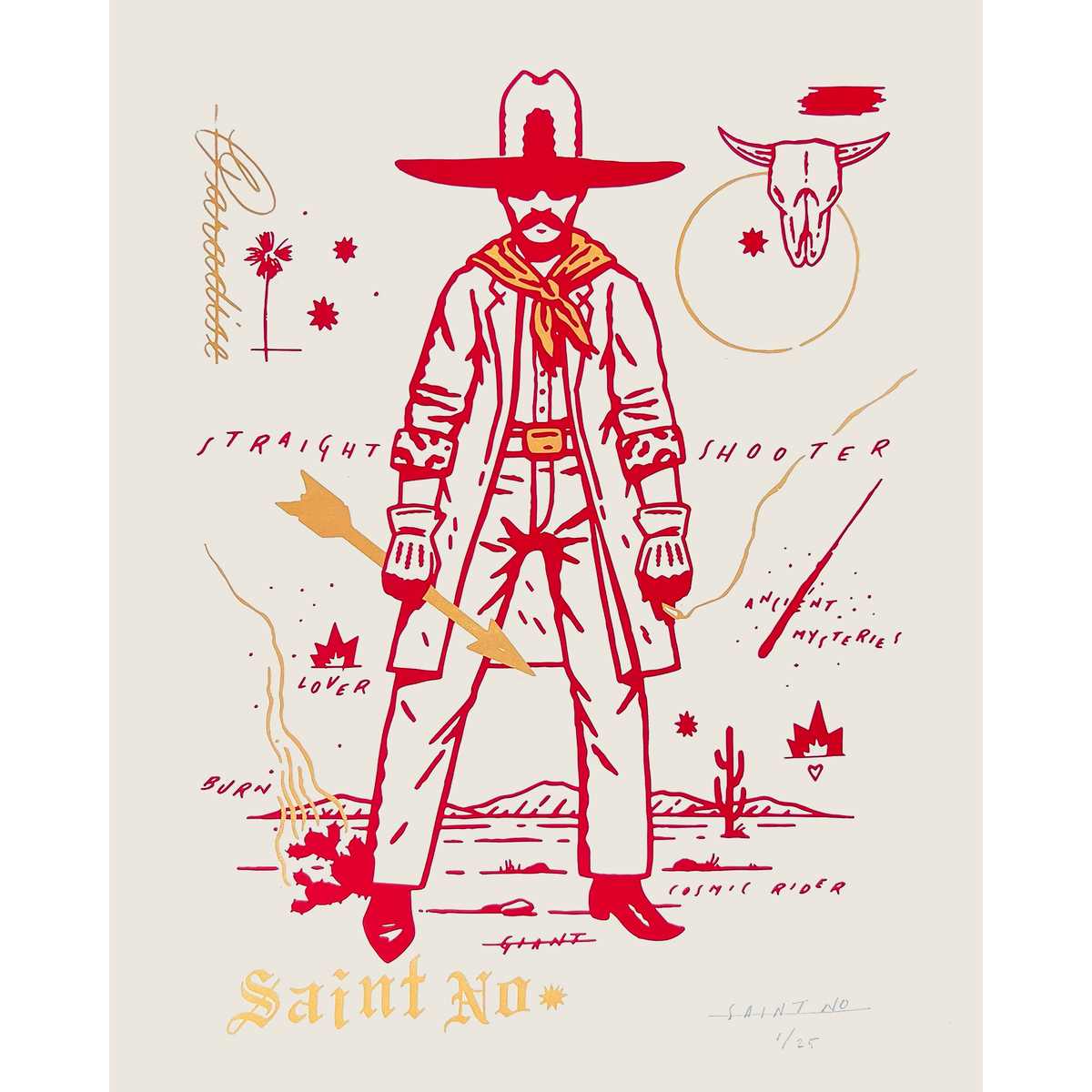 SAINT NO &quot;STRAIGHT SHOOTER&quot; - Screen Printed Edition of 25 - 16 x 20&quot;