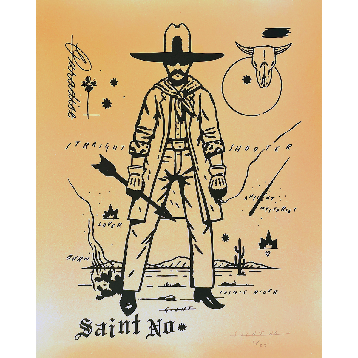 SAINT NO &quot;STRAIGHT SHOOTER&quot; - Screen Printed Edition of 25 - 16 x 20&quot;