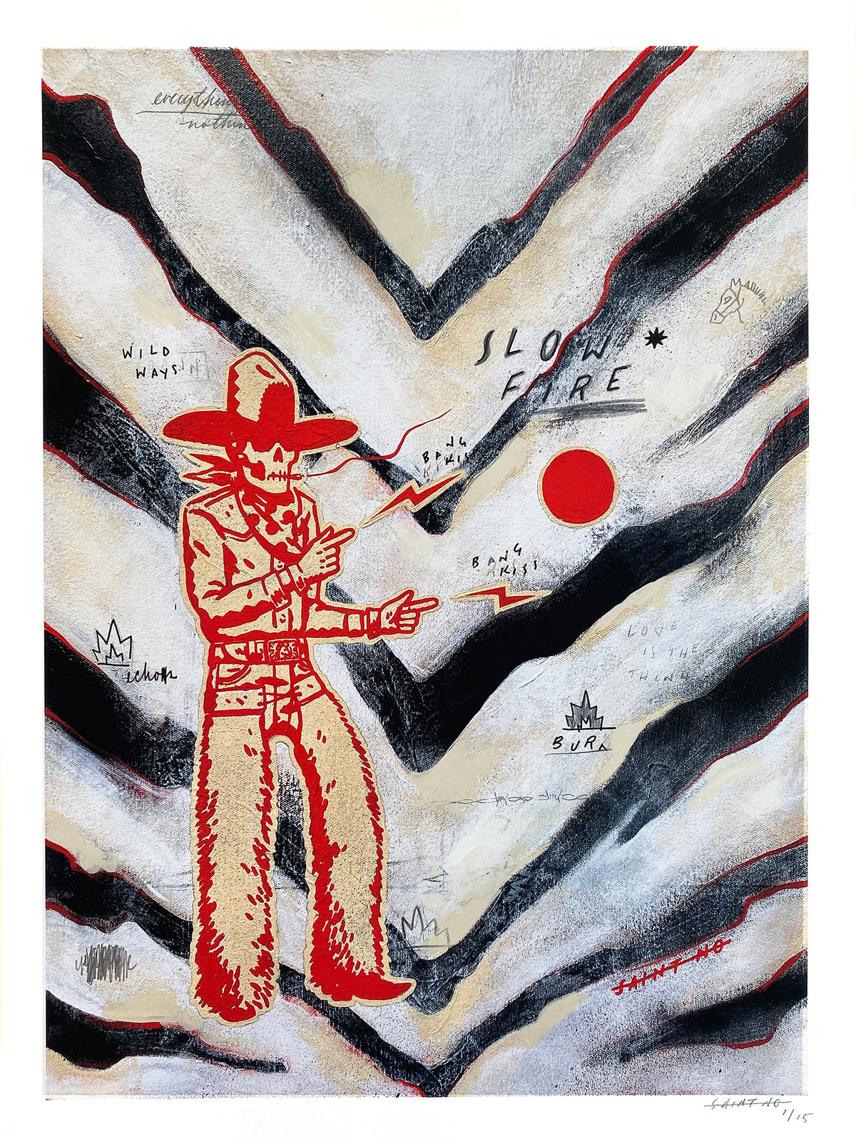 SAINT NO "SLOW FIRE" - Hand-Embellished Edition of 15 - 16 x 20"