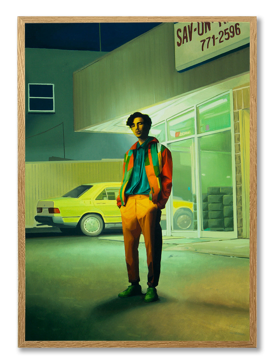 David Rice &quot;Tire Shop&quot; Original Oil Painting Used To Create S1-066 COLLECTIVE Trading Card