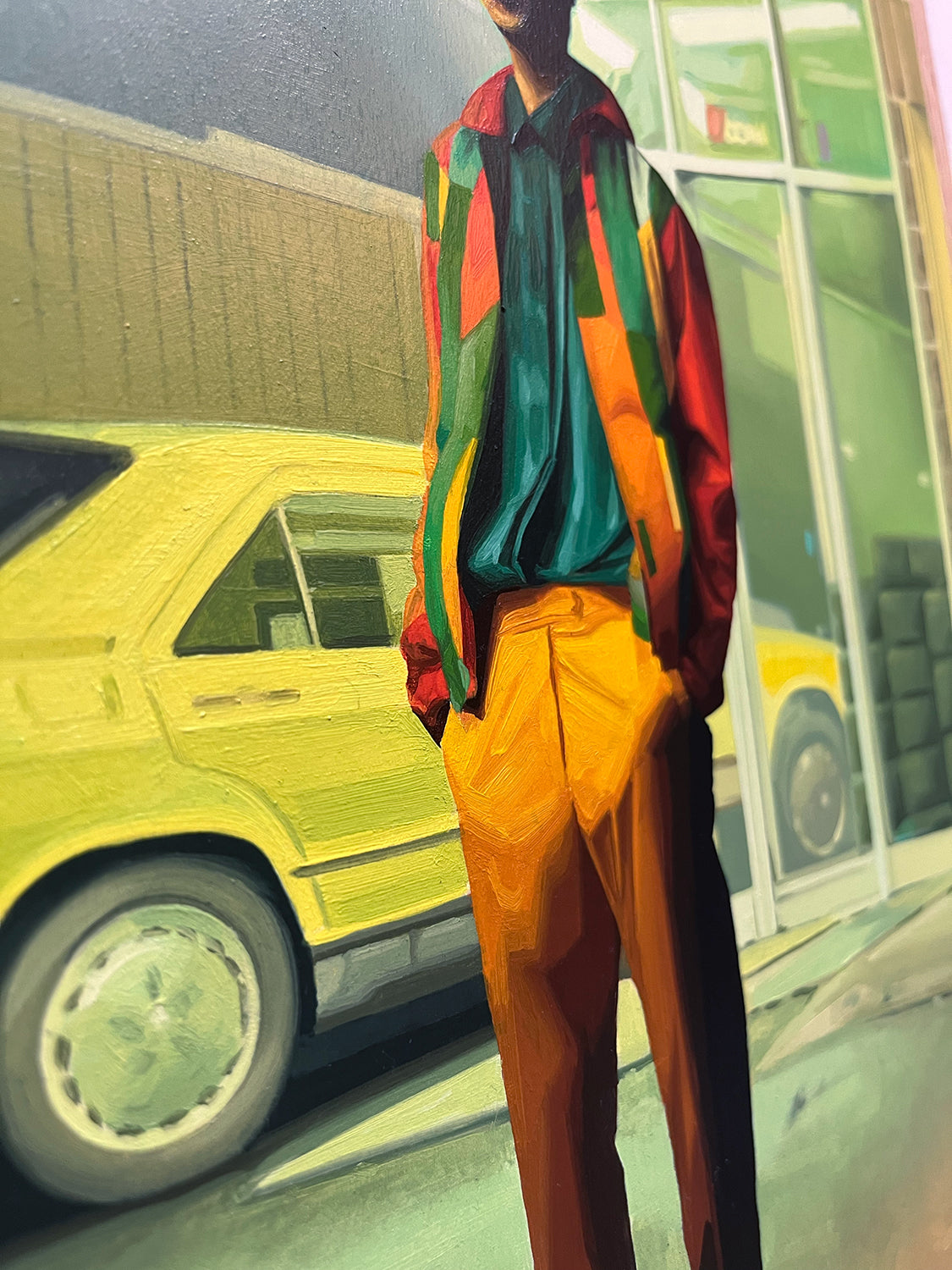 David Rice &quot;Tire Shop&quot; Original Oil Painting Used To Create S1-066 COLLECTIVE Trading Card