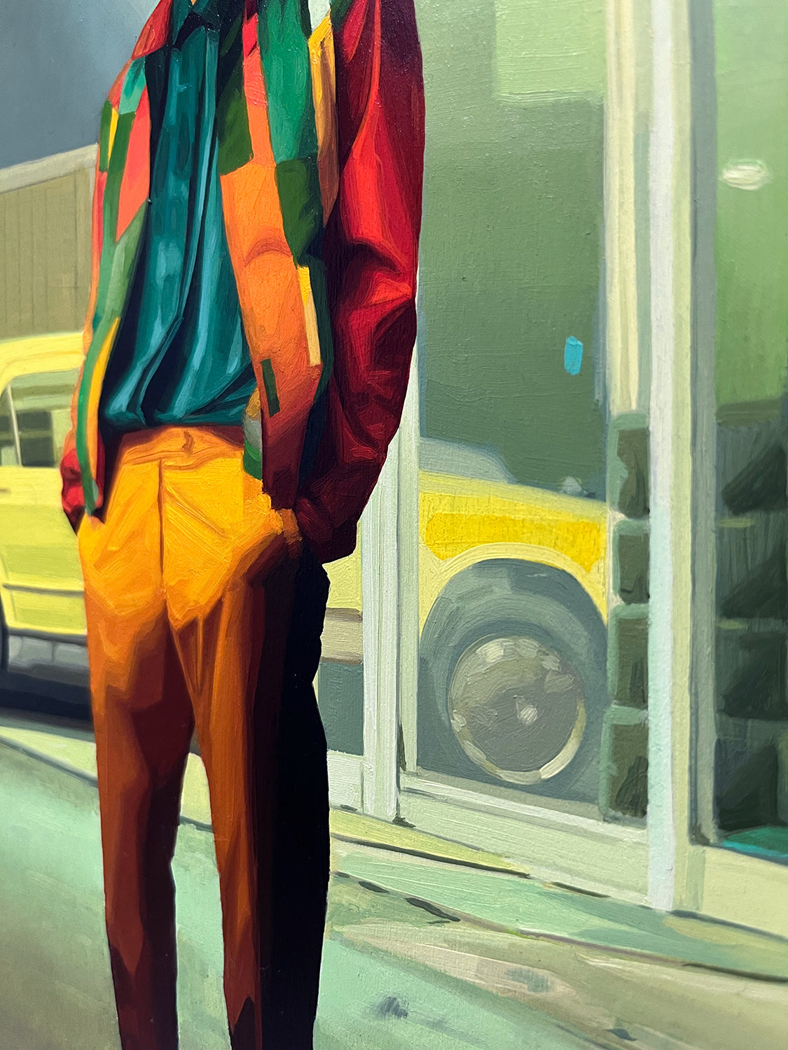 David Rice &quot;Tire Shop&quot; Original Oil Painting Used To Create S1-066 COLLECTIVE Trading Card