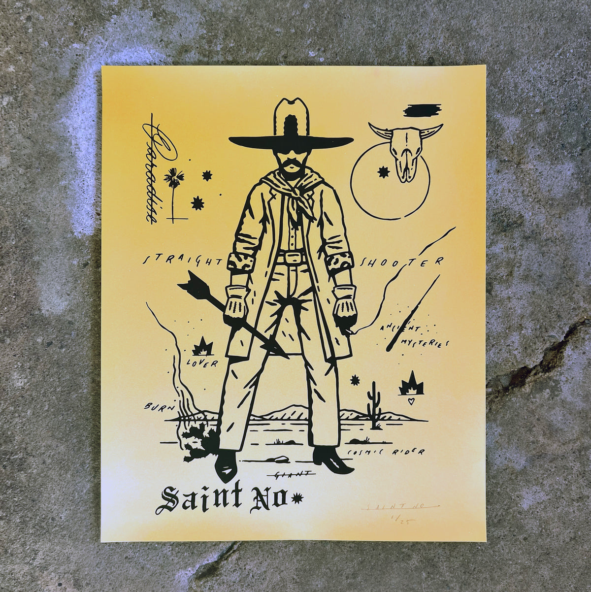 SAINT NO &quot;STRAIGHT SHOOTER&quot; - Screen Printed Edition of 25 - 16 x 20&quot;